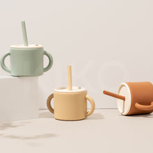 Load image into Gallery viewer, Silicone cup with lid and straw - Three colours, Sage, Tan and Sand I Kiko The Label 
